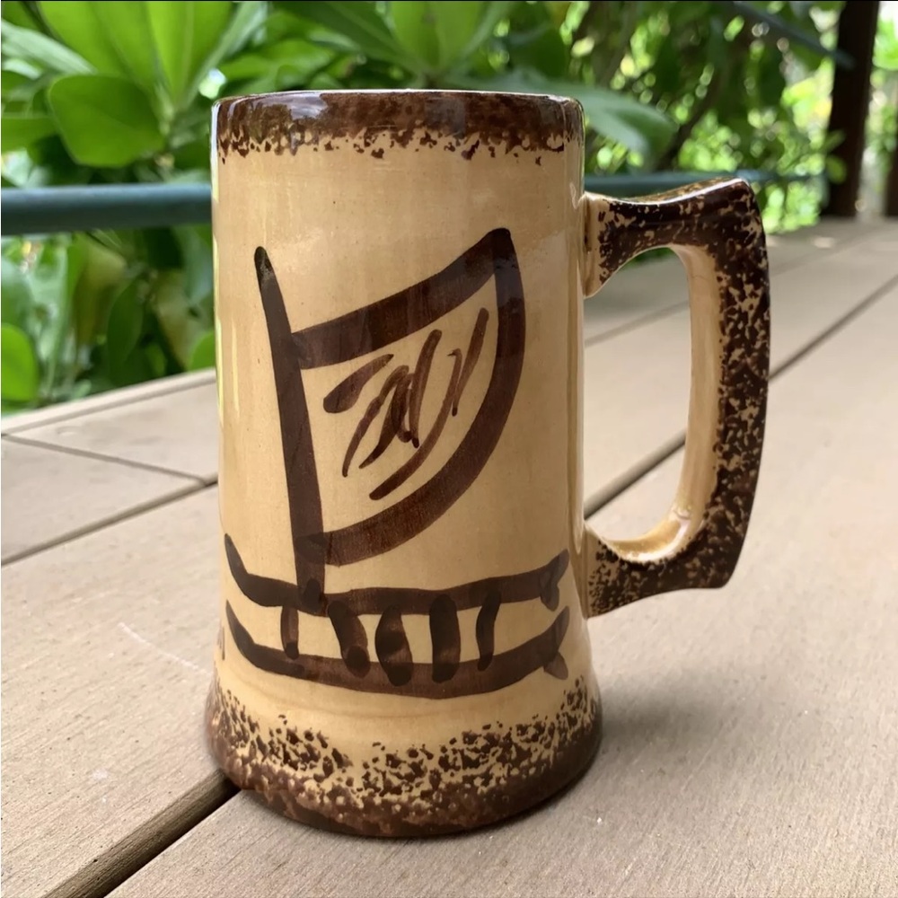 Vintage Tiki Mug Tankard Hawaiian Polynesian Handpainted Artist Signed Ele